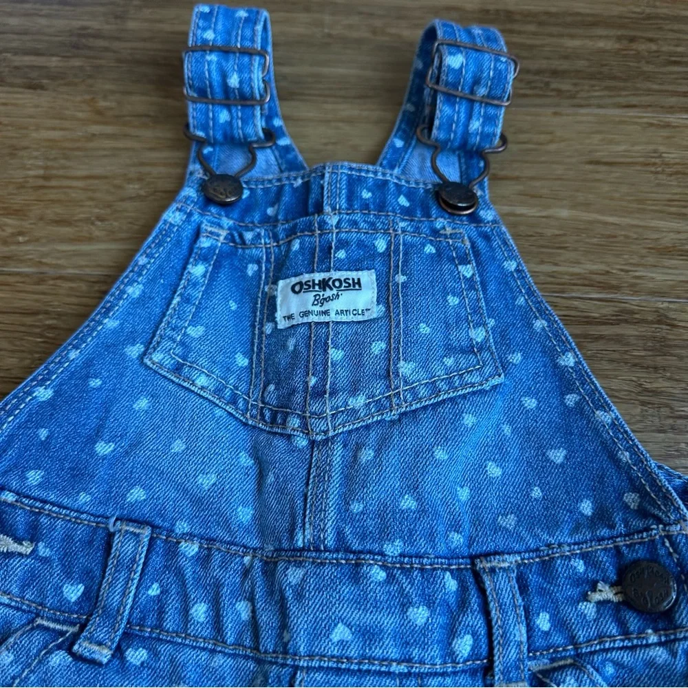 OSHKOSH B'GOSH Blue Denim Heart Polka Dot Kids‎ 18 Month Overalls